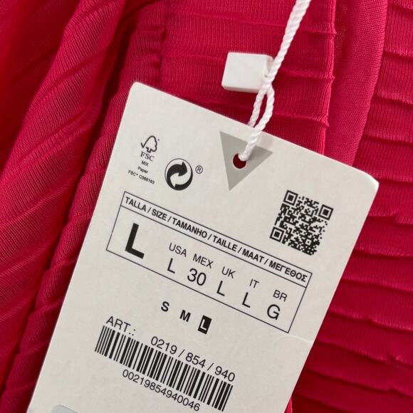 Zara Pink Ribbed Ruffle Plucks Sheer Cover Up Pants - Picture 11 of 12